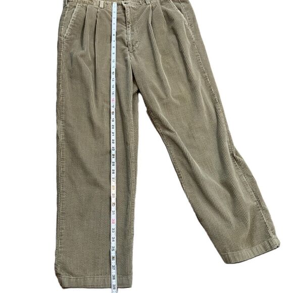 Haggar Beige Corduroy Belt Loops Back Pockets VTG Preppy Academia Pants Sz 36X30 - Picture 5 of 12